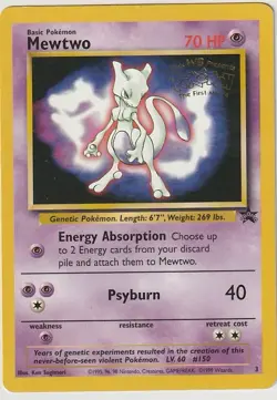 Mewtwo #3 Black Star Promo WOTC Pokemon Card - Lightly Played (LP) - 1999 - Image 1