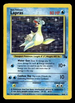 Lapras 10/62 Holo Rare Fossil Set Pokemon Card - Image 1
