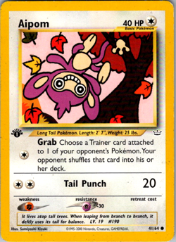 Aipom 41/64 Neo Revelation 1st Edition WOTC Vintage Pokemon TCG Card - Image 1