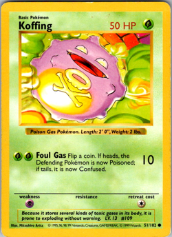 Koffing 51/102 Base Set Vintage Pokemon Card WOTC 1999 Common - Image 1