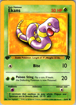 Ekans 56/82 Team Rocket 1st Edition WOTC Vintage Pokemon TCG Card - Image 1