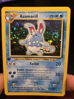 NM First Edition SWIRL 🌀 Azumarill Neo Genesis 2/111 Holo Rare Pokemon Card TCG - Image 1