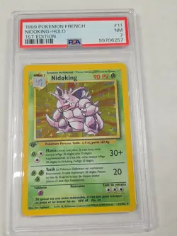 PSA 7 MINT French Nidoking Base 1st Edition Holo Rare 1999 Pokemon 11/102 - Image 1