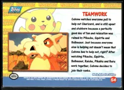 Pikachu's Vacation - Teamwork - 1997 Topps #54 - Pokemon TCG - Image 2