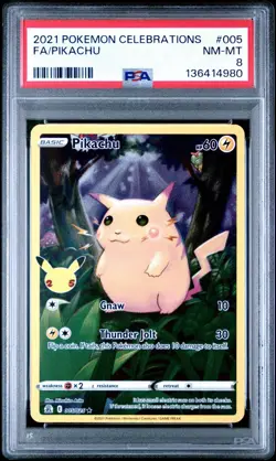 Pokemon 2021 Pikachu 005/025 25th Anniversary Stamp Celebrations PSA 8 - Image 1