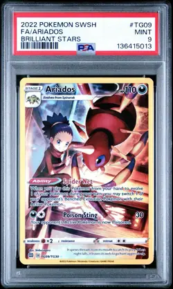 2022 POKEMON SWORD & SHIELD BRILLIANT STARS #TG09 FULL ART/ARIADOS PSA 9 - Image 1