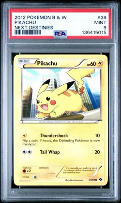 PSA 9 Pikachu 2012 Pokemon Black And White Next Destines #39 Low Pop - Image 1
