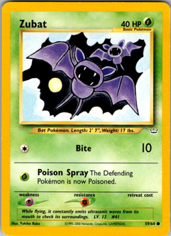 Pokemon Zubat Unlimited Common Neo Revelation #59/64 NM - Image 1