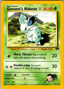Giovanni's Nidoran F 75/132 Pokemon TCG Gym Challenge Unlimited Regular Common - Image 1