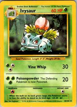 Vintage Pokemon TCG Ivysaur 030/102 Base Set Regular - Image 1