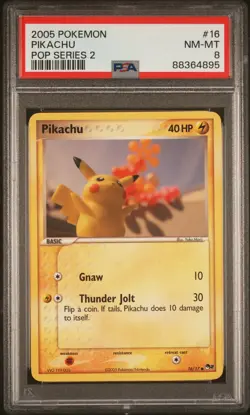 PSA 8 NM-MT Pikachu 16/17 Pop Series 2 Pokemon Card - Image 1