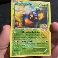 Karrablast 8/101 Championship Series Promo Cross Hatch Holo Pokemon Card Stamped - Image 1