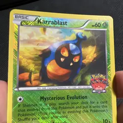 Karrablast 8/101 Championship Series Promo Cross Hatch Holo Pokemon Card Stamped - Image 2