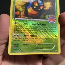 Karrablast 8/101 Championship Series Promo Cross Hatch Holo Pokemon Card Stamped - Image 3