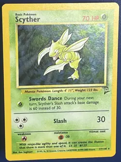 LP Scyther 17/130 Holo Rare Base Set 2 Pokemon 2000 With Swirl - Image 3