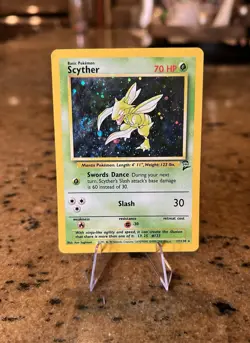 Pokemon TCG - Scyther Base Set 2 17/130 - Unlimited Holo Rare - SWIRL - Image 1