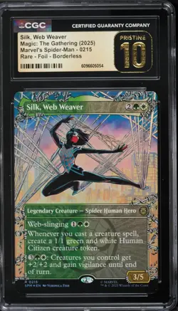 MTG Silk, Web Weaver 0215 Foil (Borderless) Marvel's Spider-Man CGC Pristine 10 - Image 1