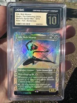 MTG Silk, Web Weaver 0215 Foil (Borderless) Marvel's Spider-Man CGC Pristine 10 - Image 1