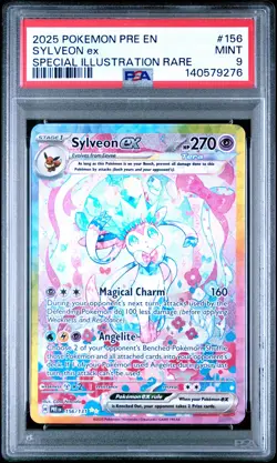 2025 POKEMON PRE EN-PRISMATIC EVOLUTIONS #156 SYLVEON EX PSA 9 - Image 1