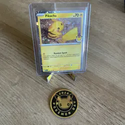 Pikachu 051 /162 Stamped 2026 Pokemon Day 30 Promo TCG With Coin and SWIRL! 🌀 - Image 1