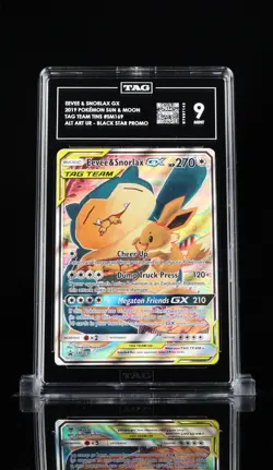 Pokemon TCG Sun And Moon Snorlax And Eevee GX #SM169 TAG 9 MINT Black Star Promo - Image 1
