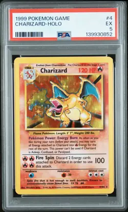 1999 POKEMON BASE SET UNLIMITED #4 CHARIZARD-HOLO PSA 5 - Image 1