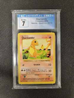 1999 Base Set Charmander 46/102 CGC 7 NEAR MINT NM Shadowless Pokemon Card WOTC - Image 1