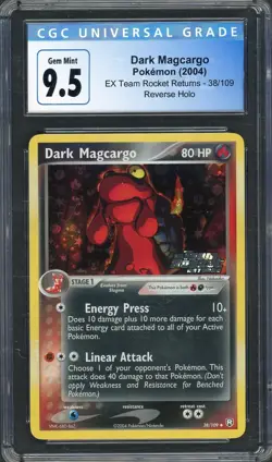 CGC 9.5 Dark Magcargo EX Team Rocket Returns 38/109 Reverse Holo Pokemon Card B5 - Image 1