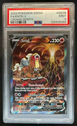 2023 Pokemon Sword Shield Crown Zenith Entei V Galarian Gallery #GG36/GG70 PSA 9 - Image 1