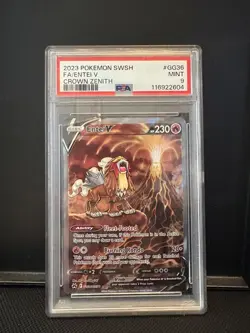 2023 Pokemon Sword & Shield Full Art | Entei V #GG36/GG70 Crown Zenith PSA 9 - Image 1