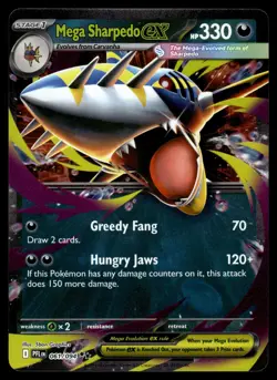 MEGA SHARPEDO EX - 061/094 Double Rare Phantasmal Flames Pokemon Holo NM - Image 1
