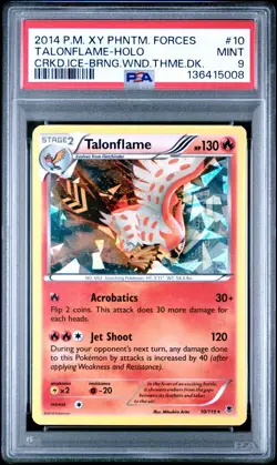 PSA 9 Talonflame Cracked Ice Holo 2014 Pokemon Xy Phantom Forces T.D #10 Pop 5 - Image 1