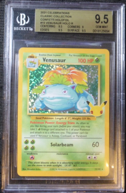 2021 POKEMON CELEBRATIONS CONFETTI HOLO VENUSAUR 15/102 BGS 9.5 (EQUAL PSA 10) - Image 1