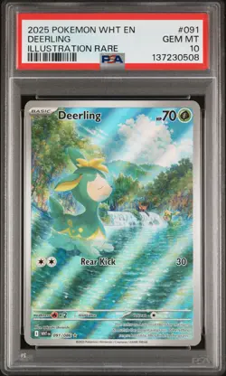 2025 POKEMON WHT EN-WHITE FLARE ILLUSTRATION RARE #091 DEERLING PSA 10 - Image 1