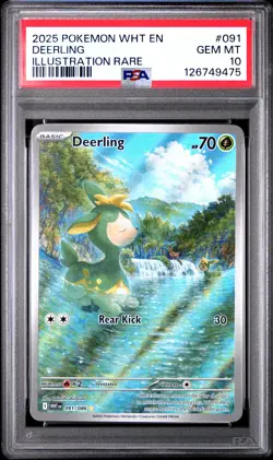 2025 POKEMON WHT EN-WHITE FLARE ILLUSTRATION RARE #091 DEERLING PSA 10 - Image 1