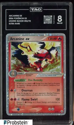 2006 Pokemon Ex Legend Maker #83/92 Arcanine Ex Ultra Rare TAG 8 NM-MT - Image 1