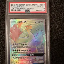2018 Pokemon Sun & Moon Lost Thunder Secret Full Art Lugia GX PSA 10 Rainbow 227 - Image 2