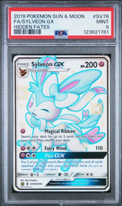 PSA 9 Sylveon GX SV76/SV94 Hidden Fates: Shiny Vault Holo - Image 1