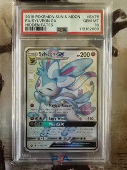 SYLVEON GX PSA 10 HIDDEN FATES SHINY VAULT SV76 SUN & MOON POKEMON GEM MINT - Image 1