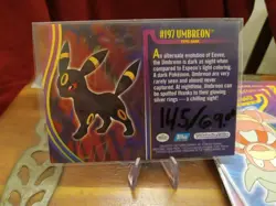 Umbreon #197 Blue Logo Topps Non Holo Foil TV Animation Pokemon Card MP-HP - Image 2