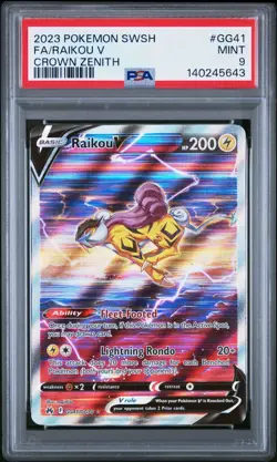 Pokemon Crown Zenith Raikou V Ultra Rare Card GG41/GG70 PSA Mint 9 - Image 3
