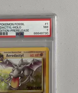 Aerodactyl 1st Edition RARE Prerelease POKEMON Card PSA 7 NM FOSSIL Holo 1/62 - Image 2