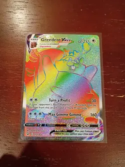 Greedent VMAX Rainbow Secret Rare 272/264 Fusion Strike Pokemon Card LP - Image 1