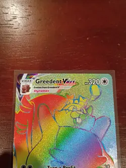 Greedent VMAX Rainbow Secret Rare 272/264 Fusion Strike Pokemon Card LP - Image 2