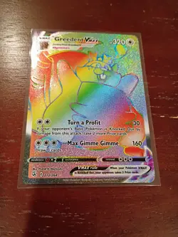 Greedent VMAX Rainbow Secret Rare 272/264 Fusion Strike Pokemon Card LP - Image 3