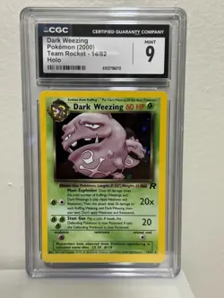Dark Weezing Team Rocket 14/82 CGC Mint 9 Graded Vintage Pokemon TCG Card - Image 1