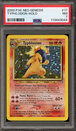 Pokemon Typhlosion Neo Genesis Unlimited Holo Rare #17 PSA 7 - Image 1