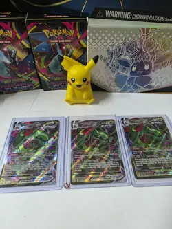 x3 2021 Pokemon Rayquaza VMAX Evolving Skies Rare Holo #111/203 Near Mint - Image 1