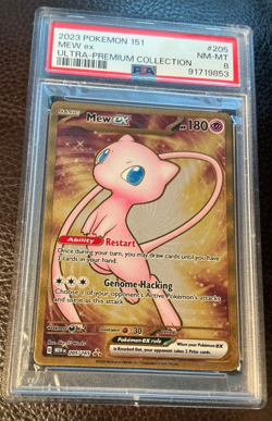 Mew ex 205/165 Gold Metal Hyper Rare Holo Pokemon EN 151 Ultra Prem Coll PSA 8 - Image 1