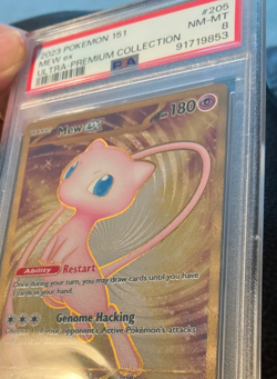 Mew ex 205/165 Gold Metal Hyper Rare Holo Pokemon EN 151 Ultra Prem Coll PSA 8 - Image 3